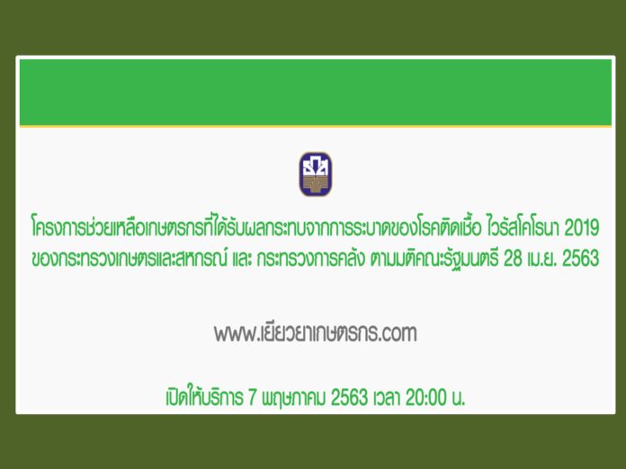 ธ.ก.ส. พร้อมโอนเงินเยียวยา 5,000 บาท รวม 3 เดือน แก่เกษตรกรที่ขึ้นทะเบียน 10 ล้านราย