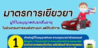 กรมการขนส่งทางบก มาตรการเยียวยาให้แก่ผู้ที่ใบอนุญาตขับรถสิ้นอายุในช่วงกรมการขนส่งทางบกงดให้บริการ