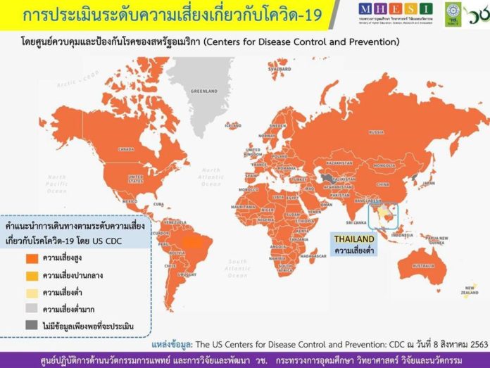สหรัฐฯ เผยไทยติดโผ 1 ใน 7 ประเทศที่มีความเสี่ยงโควิด-19 ต่ำ ย้ำ‼ ยังต้องการ์ดอย่าตก สวมหน้ากากอนามัย ล้างมือบ่อยๆ