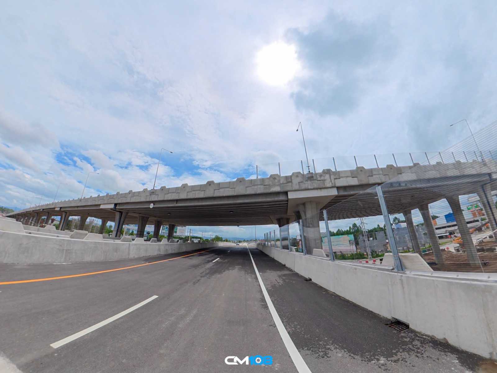 เปิดภาพมุมสูง “ต่างระดับแยกสันกลาง“ เปิดให้ขึ้นแล้วเฉพาะขาเข้าเมือง และขาออกเมืองไปแม่ออน รูปที่ 19