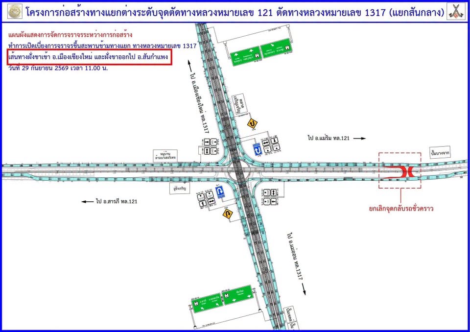 เปิดแล้วเน้อ! ต่างระดับแยกสันกลาง เฉพาะขาเข้าเมือง-ขาออกเมืองไปแม่ออนเท่านั้น รูปที่ 11