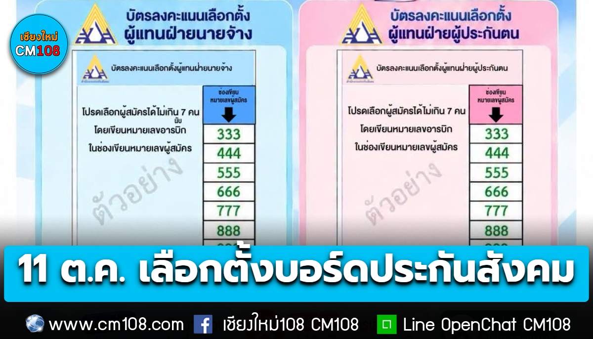 รายละเอียด เช็กเลย! อาทิตย์ที่ 11 ต.ค. นี้ เลือกตั้งบอร์ดประกันสังคม