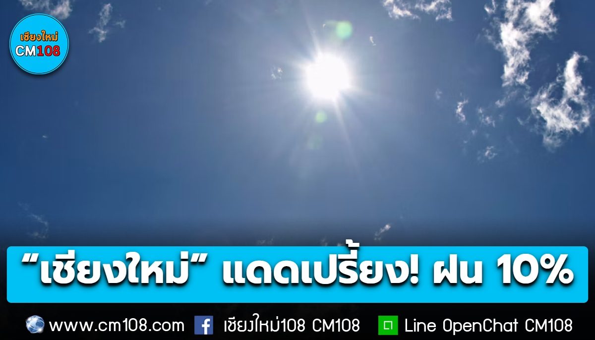 “เชียงใหม่” แดดเปรี้ยง! มีฝน 10% ของพื้นที่ อุณหภูมิสูงสุด 35°C